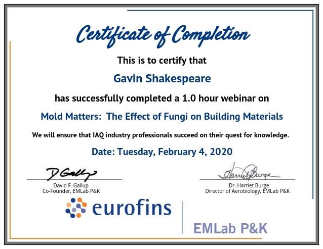 Mold Certificate
