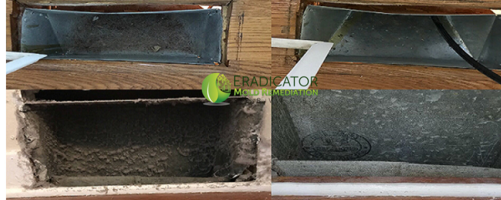 Vents before and after air duct cleaning